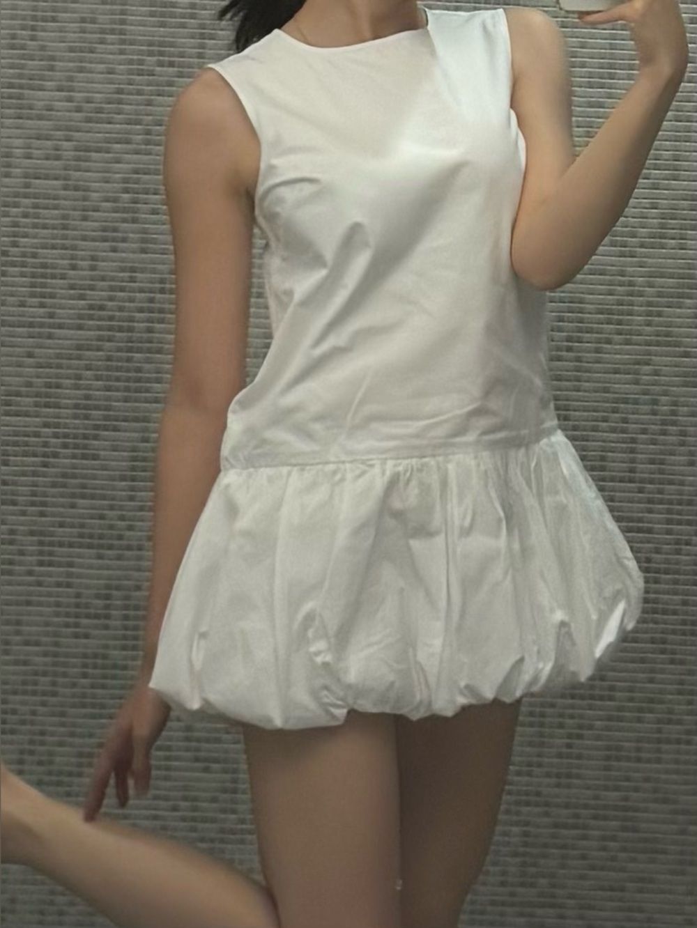 White Aritzia Sunday Best 100% Cotton Drop-Waist Bubble Mini Dress